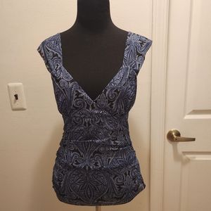 Michael Kors Blue Medium Tank Top Short Sleeve Casual Mandala Design Top